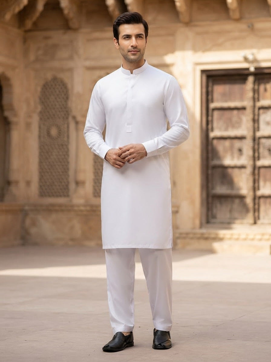 Block Buster by Fabrieco Men's Unstitched Cotton Suit for Summer BLB-White