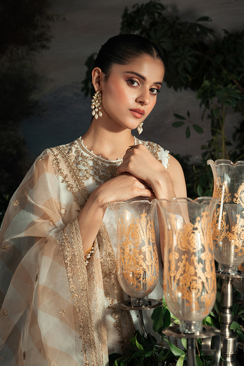 Cross Stitch Luxe Atelier Unstitched Organza 4Pc Suit - BLOOMING IRENE