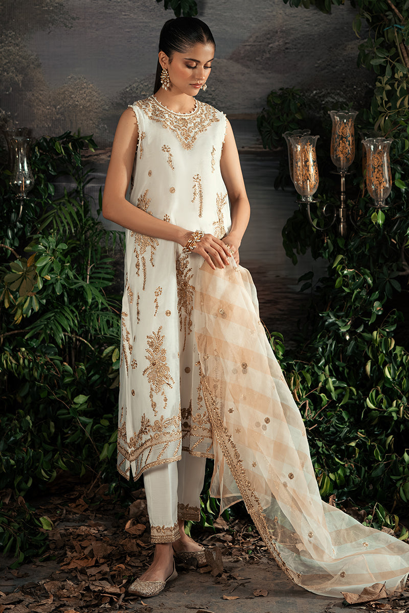 Cross Stitch Luxe Atelier Unstitched Organza 4Pc Suit - BLOOMING IRENE
