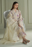 Cross Stitch Mahiri Embroidered Lawn Unstitched 3Pc Suit - BLOOMING SAND