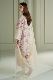 Cross Stitch Mahiri Embroidered Lawn Unstitched 3Pc Suit - BLOOMING SAND