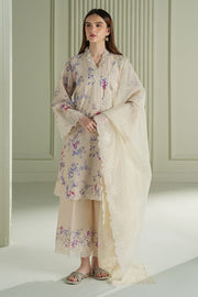 Cross Stitch Mahiri Embroidered Lawn Unstitched 3Pc Suit - BLOOMING SAND