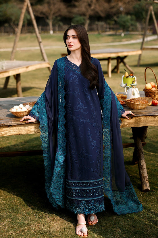 AZURE Luxury Eid Lawn Unstitched Embroidered 3Pc Suit - Blueberry