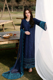 AZURE Luxury Eid Lawn Unstitched Embroidered 3Pc Suit - Blueberry