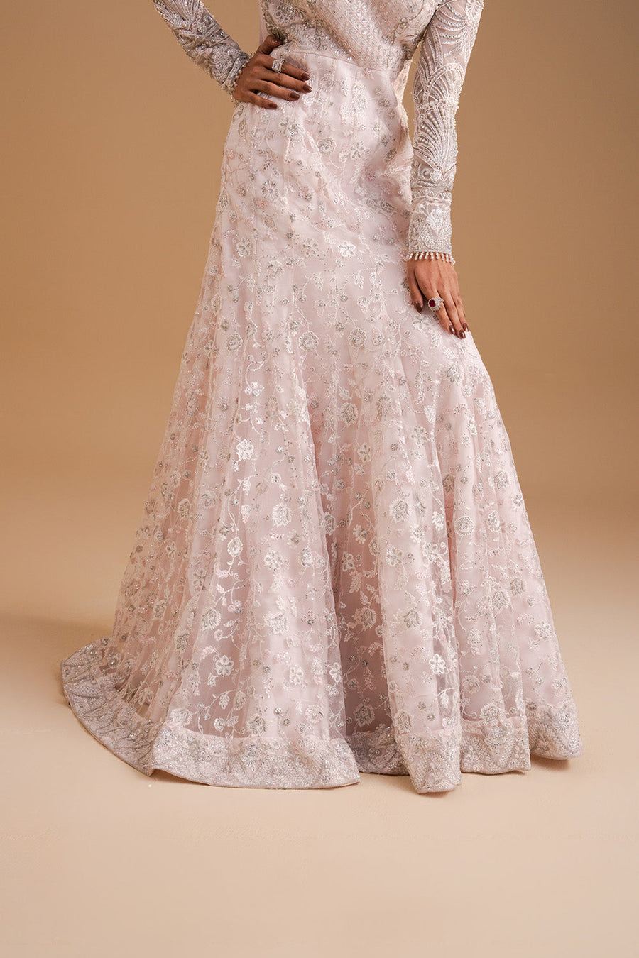 Zariya Afsanay Bareeze Net Unstitched 3Pc Suit ZB50032 BLUSH