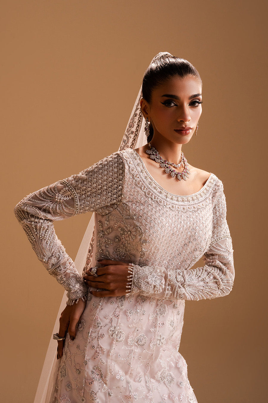 Zariya Afsanay Bareeze Net Unstitched 3Pc Suit ZB50032 BLUSH