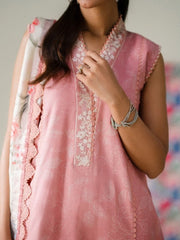 Faiza Faisal FNF Prints Unstitched Embroidered Lawn 3Pc Suit - BLUSH HORIZON
