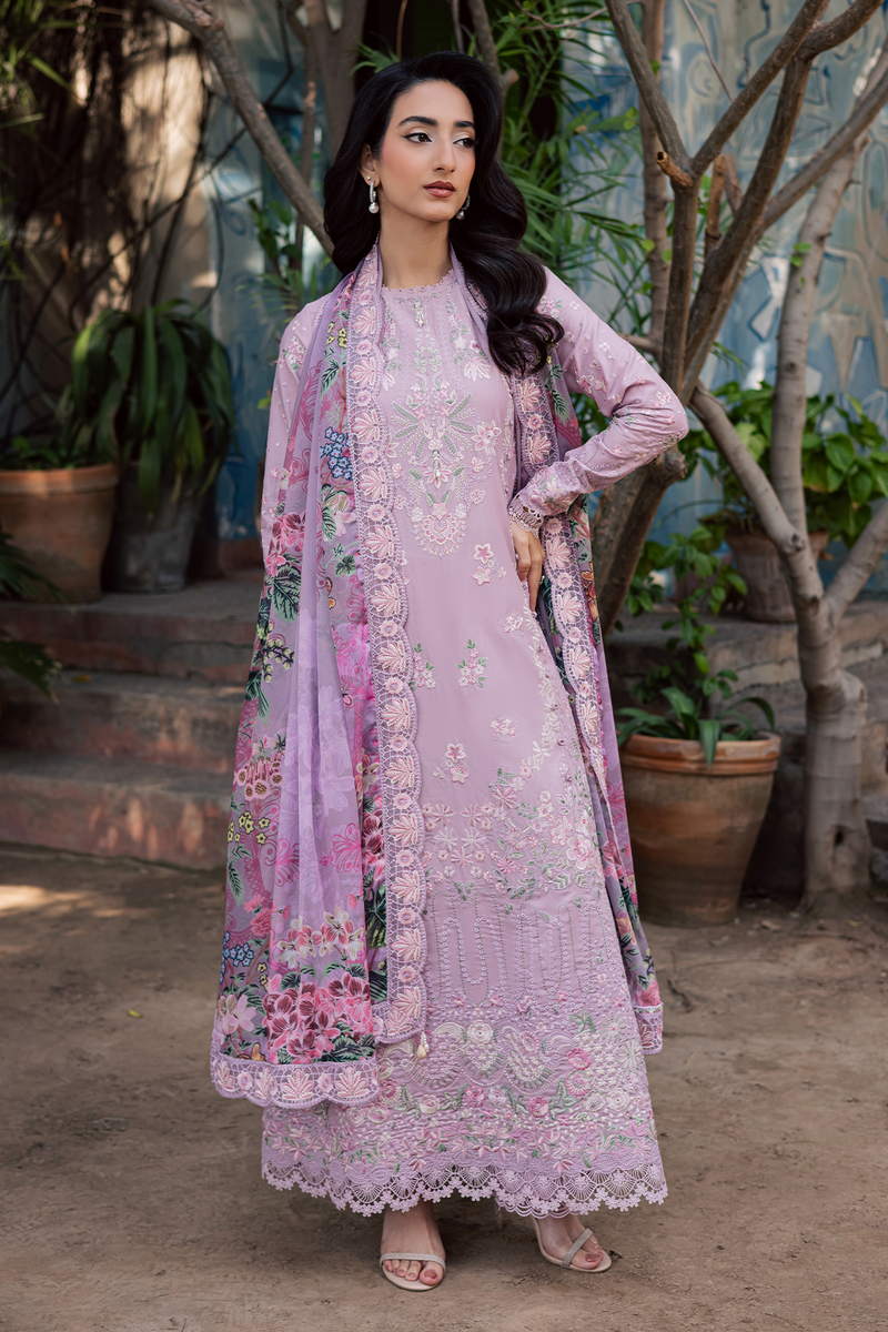 Zarposh Celia Embroidered Luxury Lawn Unstitched 3Pc Suit - BLUSHIA