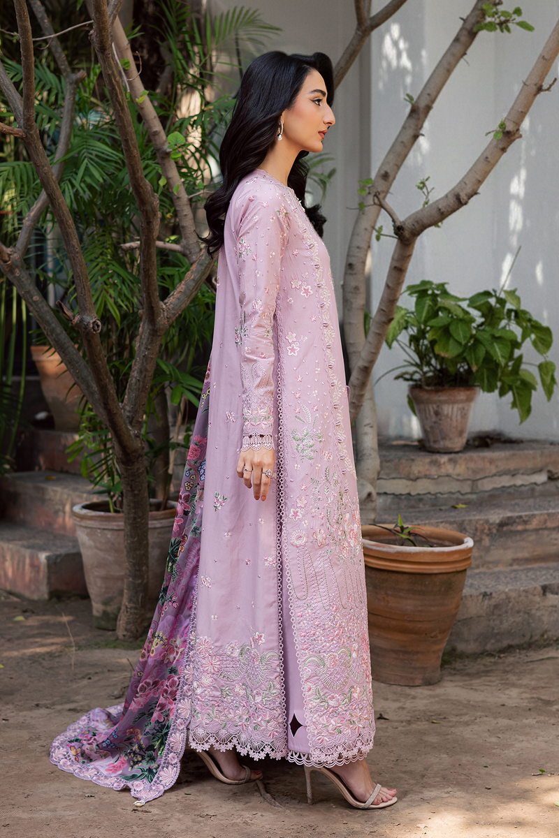 Zarposh Celia Embroidered Luxury Lawn Unstitched 3Pc Suit - BLUSHIA