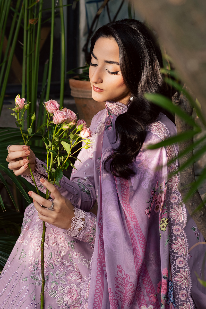 Zarposh Celia Embroidered Luxury Lawn Unstitched 3Pc Suit - BLUSHIA