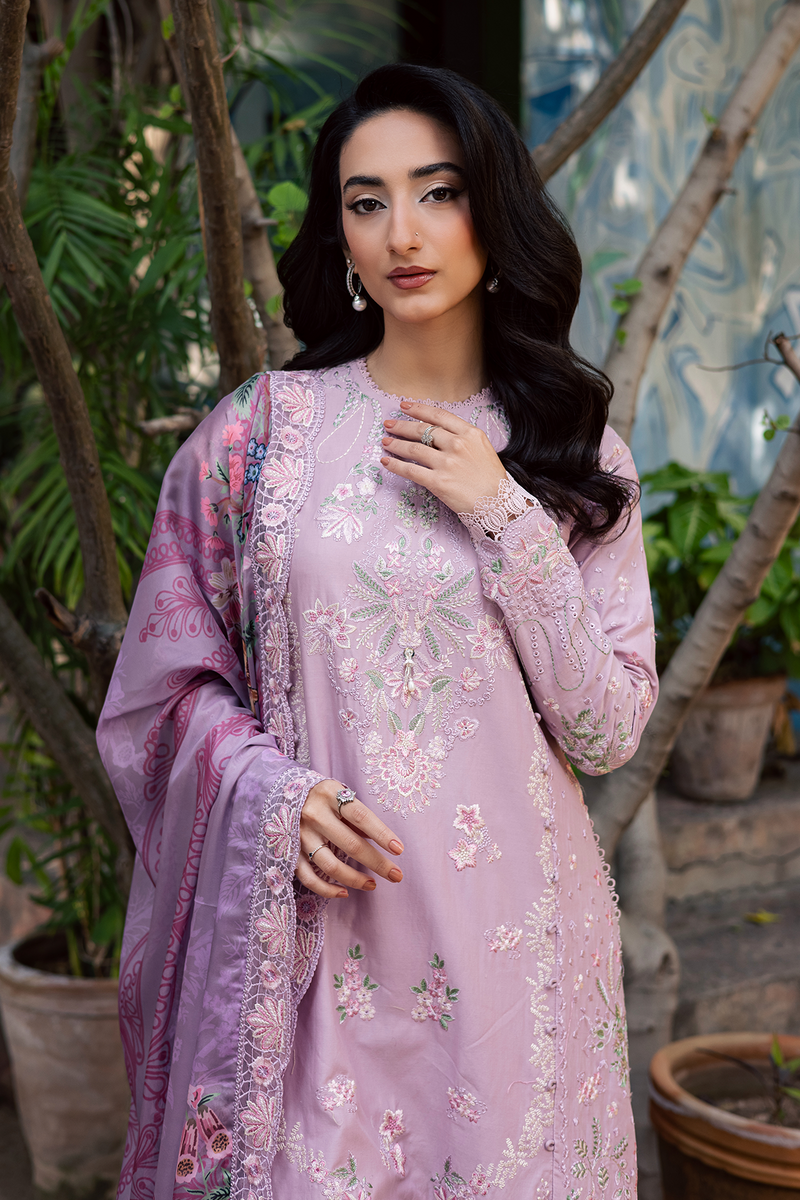 Zarposh Celia Embroidered Luxury Lawn Unstitched 3Pc Suit - BLUSHIA
