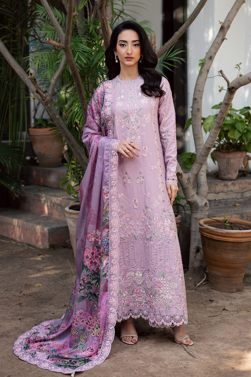 Zarposh Celia Embroidered Luxury Lawn Unstitched 3Pc Suit - BLUSHIA