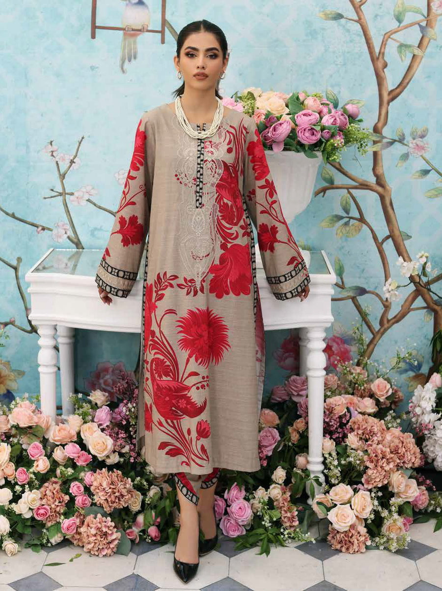 Charizma Belle Unstitched Embroidered Khaddar 2Pc Suit BLW3-04