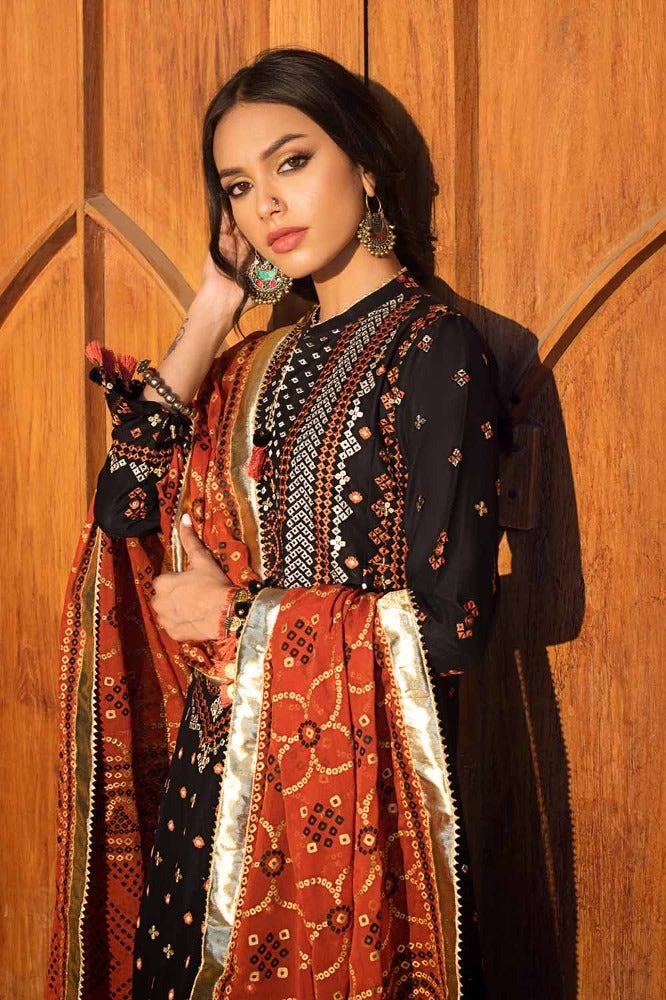 Gul Ahmed Chunri Embroidered Lawn Unstitched 3Pc Suit BM-42011