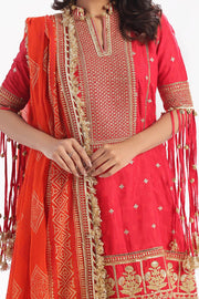 Gul Ahmed Chunri Embroidered Raw Silk Unstitched 3Pc Suit BM-52019