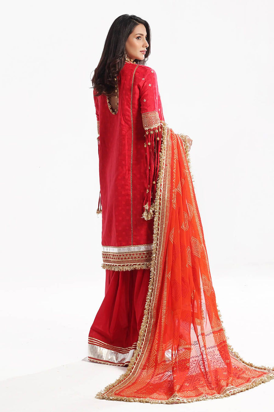 Gul Ahmed Chunri Embroidered Raw Silk Unstitched 3Pc Suit BM-52019