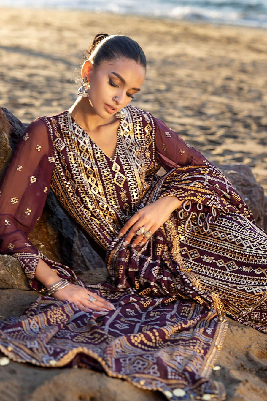 Gul Ahmed Chunri Embroidered Chiffon Unstitched 3Pc Suit BM-52023