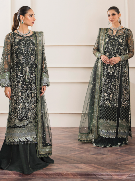 Baroque Chantelle Embroidered Luxury Net Unstitched 3Pc Suit EC-05