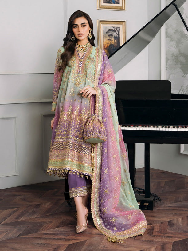 Baroque Chantelle Embroidered Luxury Chiffon Unstitched 3Pc Suit EC-08