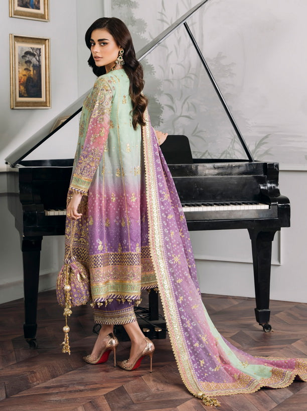 Baroque Chantelle Embroidered Luxury Chiffon Unstitched 3Pc Suit EC-08