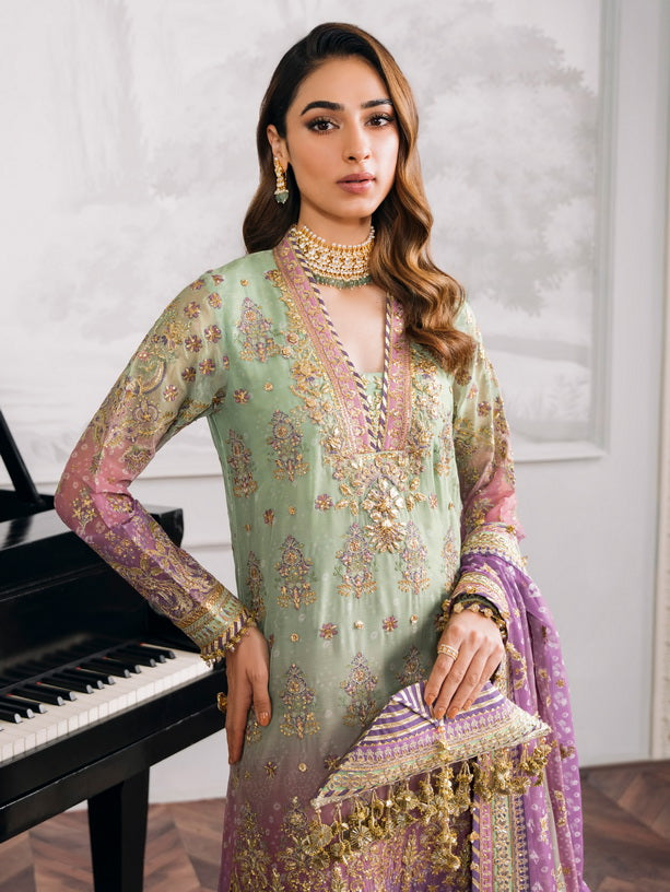 Baroque Chantelle Embroidered Luxury Chiffon Unstitched 3Pc Suit EC-08