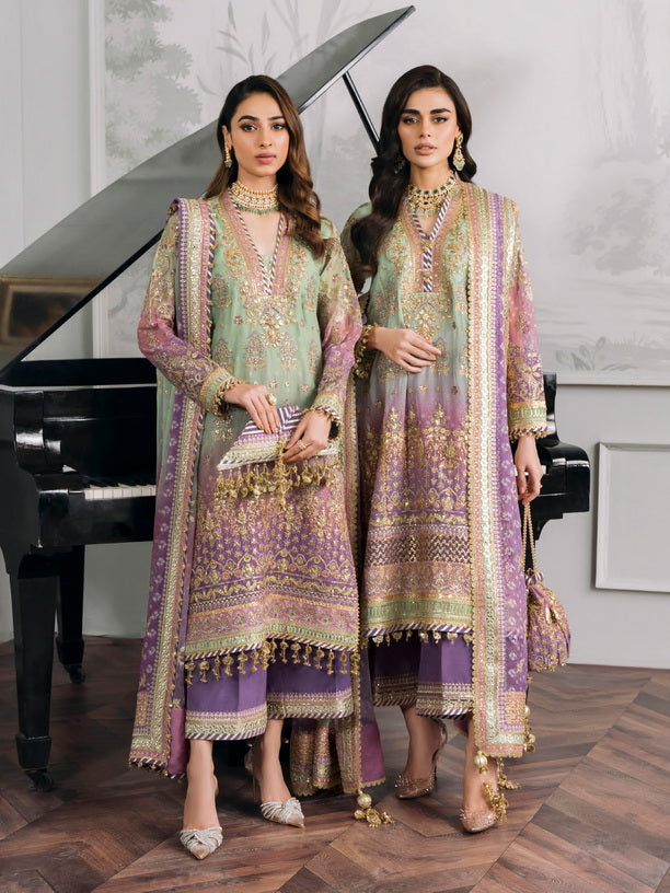 Baroque Chantelle Embroidered Luxury Chiffon Unstitched 3Pc Suit EC-08