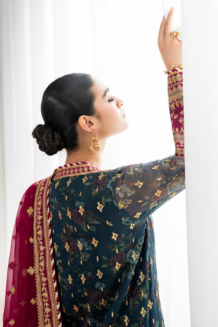 Baroque Exclusive Formal Embroidered Chiffon Unstitched 3Pc Suit UF-689