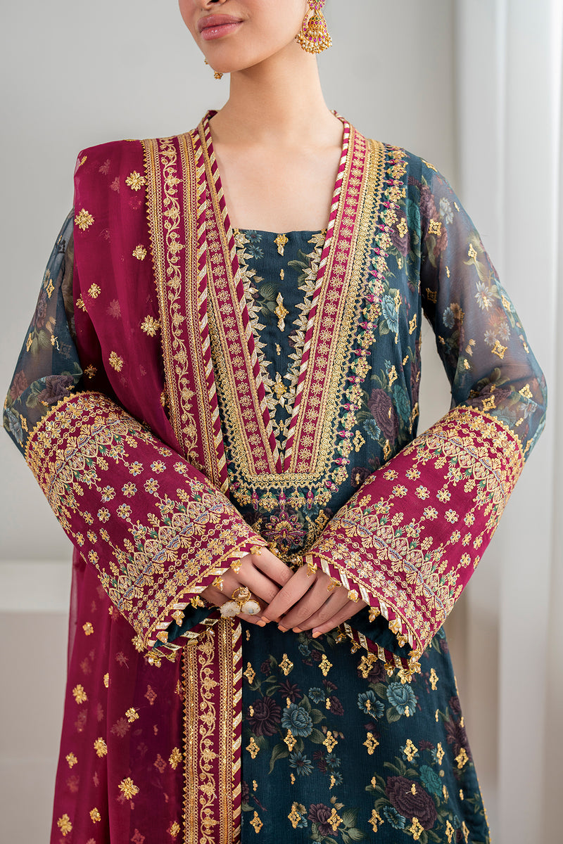 Baroque Exclusive Formal Embroidered Chiffon Unstitched 3Pc Suit UF-689