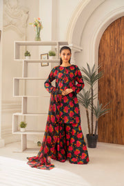 Feathers Frilly Flowers Unstitched Digital Printed Lawn 3Pc Suit BRILLEX-FT714