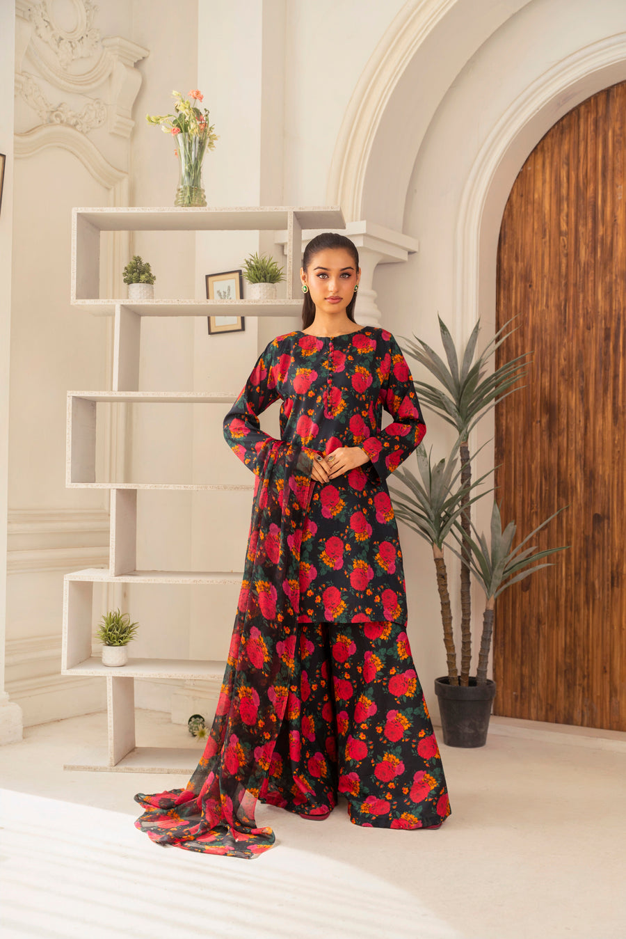 Feathers Frilly Flowers Unstitched Digital Printed Lawn 3Pc Suit BRILLEX-FT714