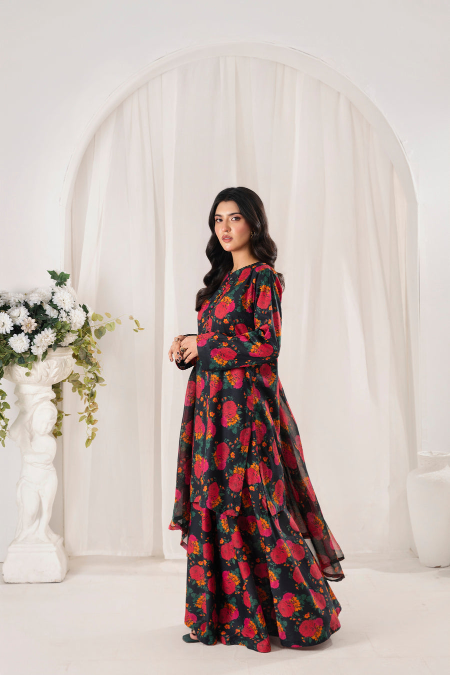 Feathers Frilly Flowers Unstitched Digital Printed Lawn 3Pc Suit BRILLEX-FT714