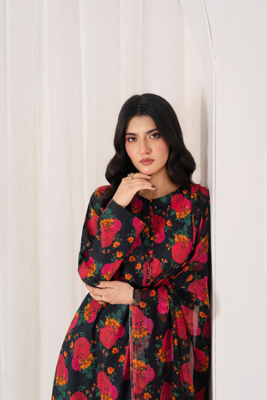 Feathers Frilly Flowers Unstitched Digital Printed Lawn 3Pc Suit BRILLEX-FT714