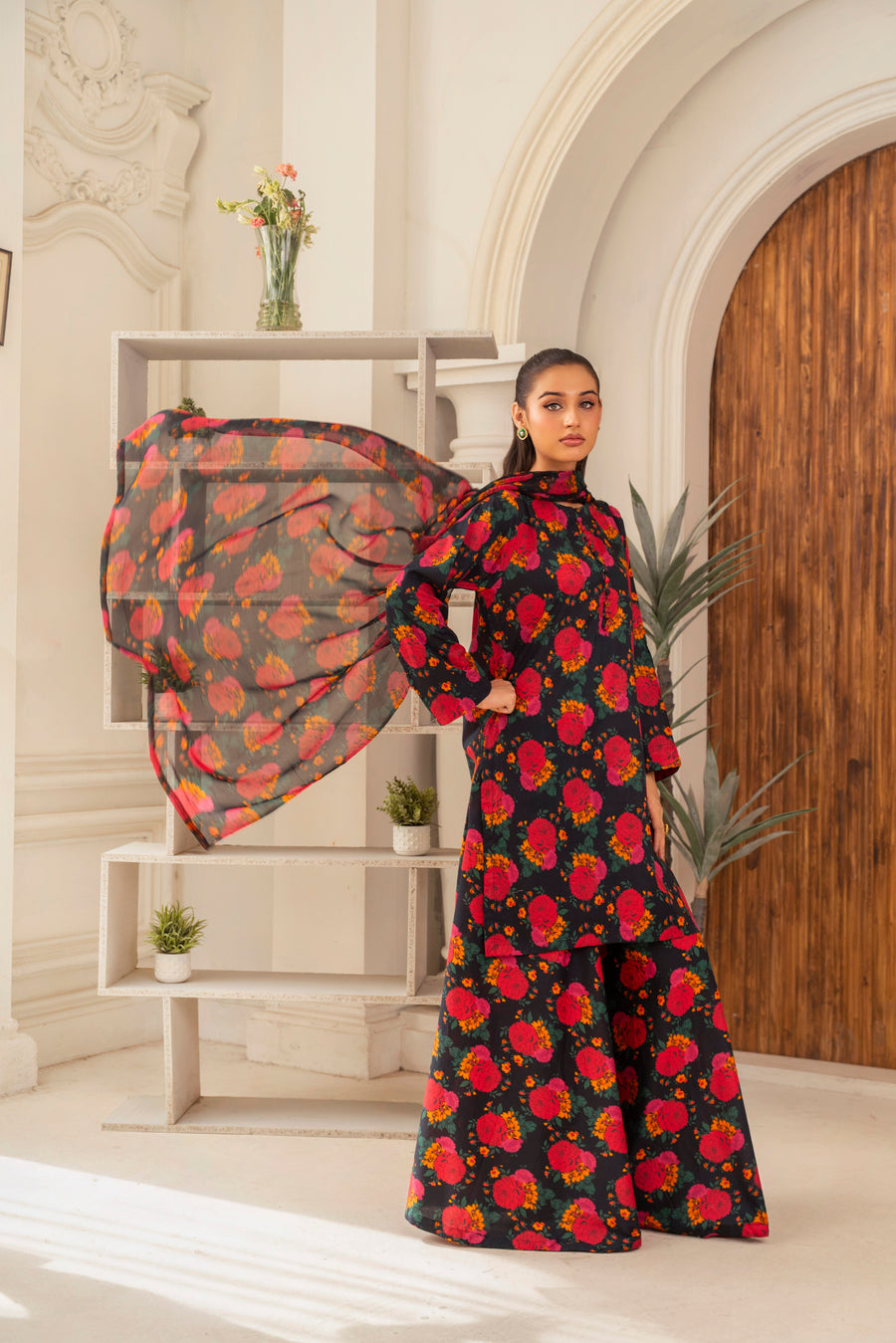 Feathers Frilly Flowers Unstitched Digital Printed Lawn 3Pc Suit BRILLEX-FT714