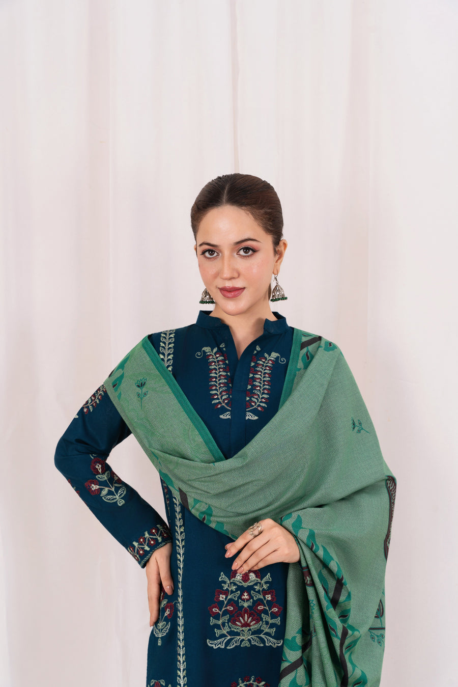 Feathers Fully Embroidered Dhanak Unstitched 3Pc Suit BRIVANE-FT553