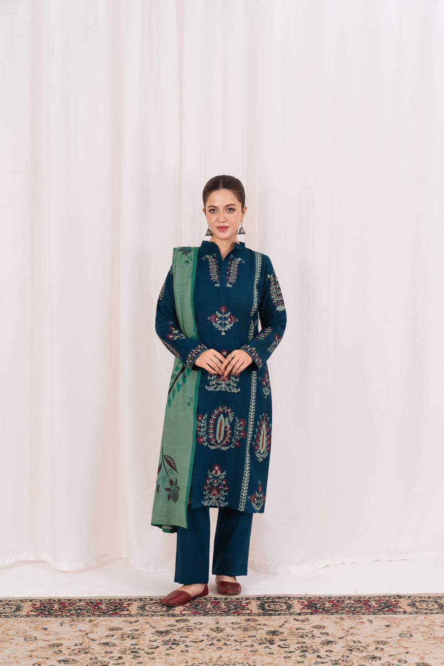 Feathers Fully Embroidered Dhanak Unstitched 3Pc Suit BRIVANE-FT553