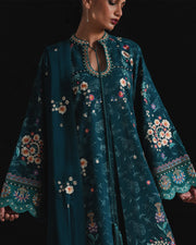 Jugnu Lahore Womenswear Embroidered Karandi Unstitched 3Pc Suit - BAAGH