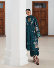 Jugnu Lahore Womenswear Embroidered Karandi Unstitched 3Pc Suit - BAAGH