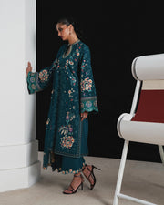 Jugnu Lahore Womenswear Embroidered Karandi Unstitched 3Pc Suit - BAAGH
