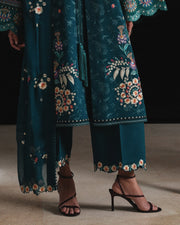 Jugnu Lahore Womenswear Embroidered Karandi Unstitched 3Pc Suit - BAAGH
