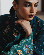 Jugnu Lahore Womenswear Embroidered Karandi Unstitched 3Pc Suit - BAAGH