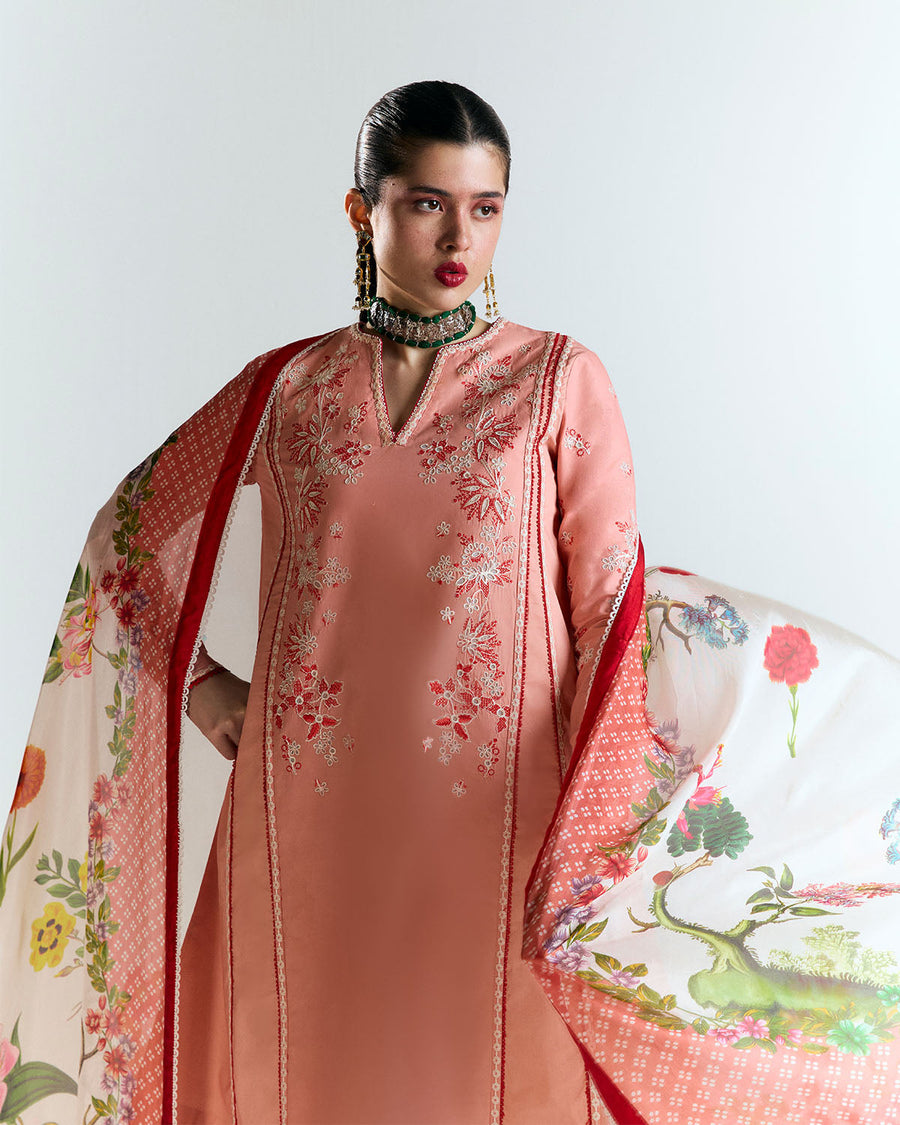 Jugnu by Hussain Rehar Unstitched Embroidered Lawn 3Pc Suit - Bahar