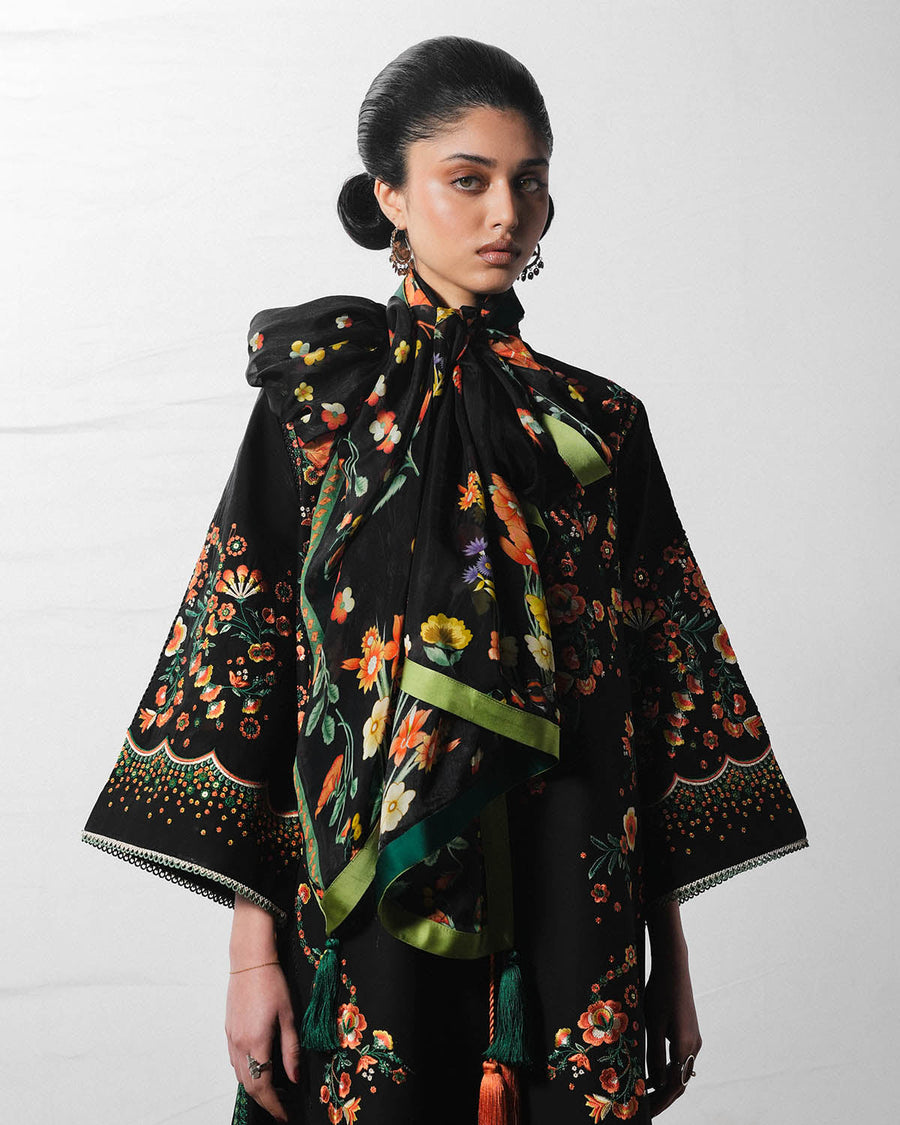 Jugnu Lahore The Reserved View Embroidered Cotton Unstitched 3Pc Suit - Bahri