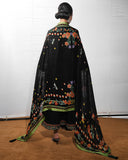 Jugnu Lahore The Reserved View Embroidered Cotton Unstitched 3Pc Suit - Bahri