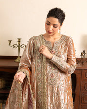 Mushq Sunehri Ramsha Edit Lama Silk Stitched 3Pc Suit - Bakht