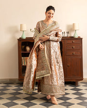 Mushq Sunehri Ramsha Edit Lama Silk Stitched 3Pc Suit - Bakht