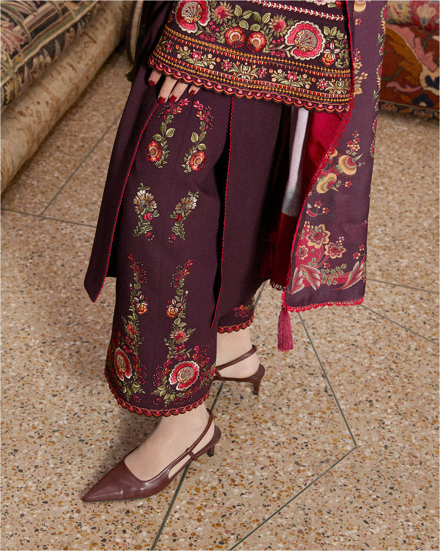 Jugnu Lahore Womenswear Embroidered Karandi Unstitched 3Pc Suit - BARI