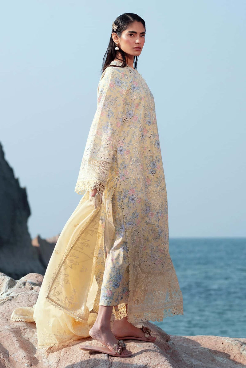 Afrozeh Summer Together Embroidered Lawn Unstitched 3Pc Suit - BAROQUE