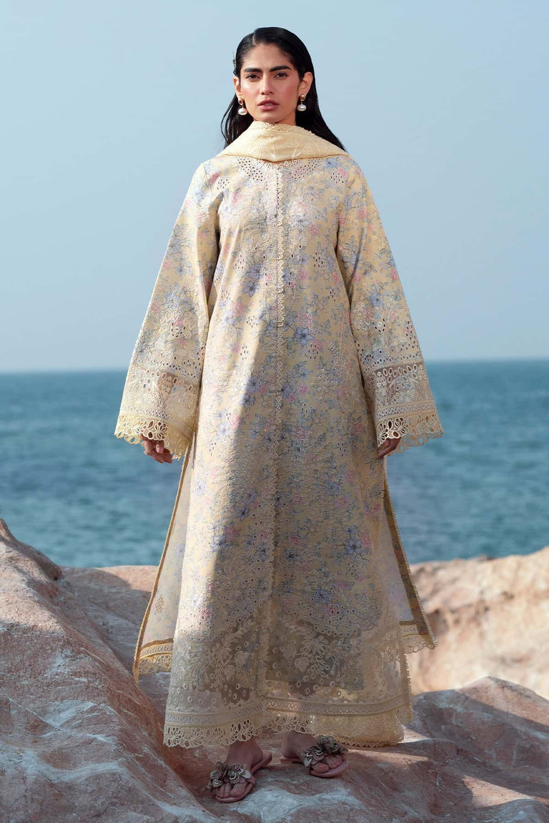 Afrozeh Summer Together Embroidered Lawn Unstitched 3Pc Suit - BAROQUE