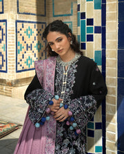 Hemline by Mushq Bukhara Embroidered Linen Unstitched 3Pc Suit - Bazaar Trail