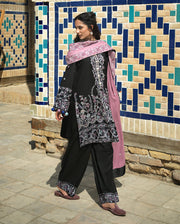 Hemline by Mushq Bukhara Embroidered Linen Unstitched 3Pc Suit - Bazaar Trail